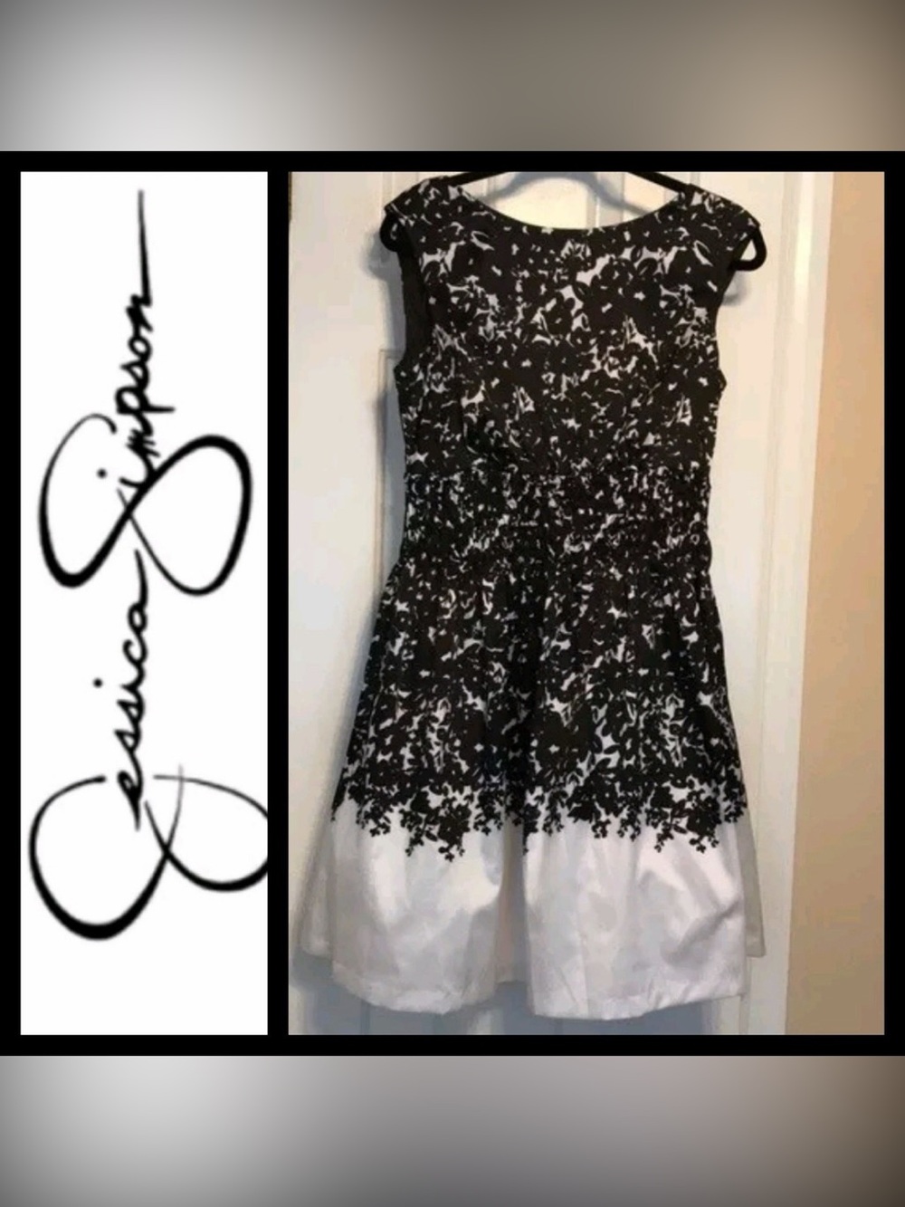 Jessica Simpson Black and White Floral Print Dress